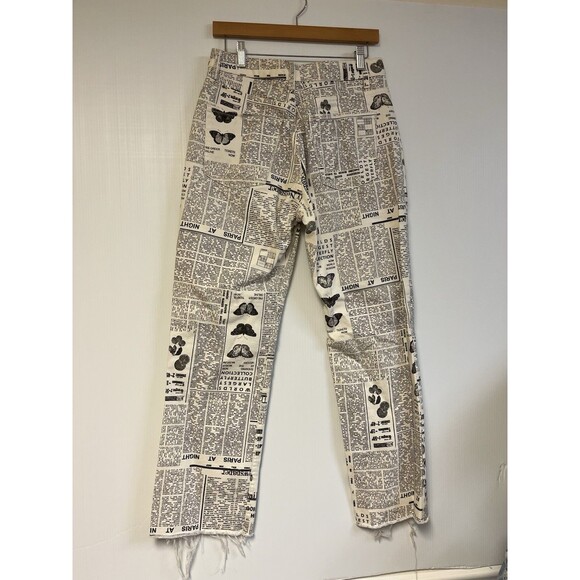 Zara Newspaper & Butterfly Straight-Leg Jeans — White/Black - Picture 2 of 9